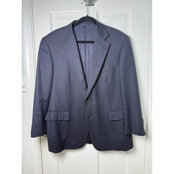 Brooks Brothers Regent E Thomas Full Canvas Sport Coat Blazer Navy Plaid 42S - Picture 1 of 11